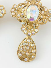 YSL Yves Saint Laurent Vintage Gold Tone Massive Dangle Earrings