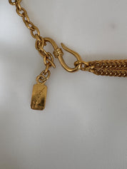 Vintage Yves Saint Laurent cabochon necklace with gold tone finish, timeless designer gift for women