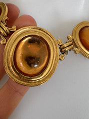 Vintage Yves Saint Laurent cabochon necklace with gold tone finish, timeless designer gift for women