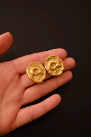 Vintage Yves Saint Laurent YSL gold-tone seashell clip-on earrings pair
