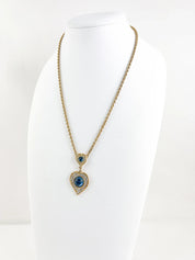 Yves Saint Laurent Necklace bridesmaid Vintage YSL necklace blue Sapphire heart, Women Charm Necklace, Bridal Jewelry, Wedding Jewelry