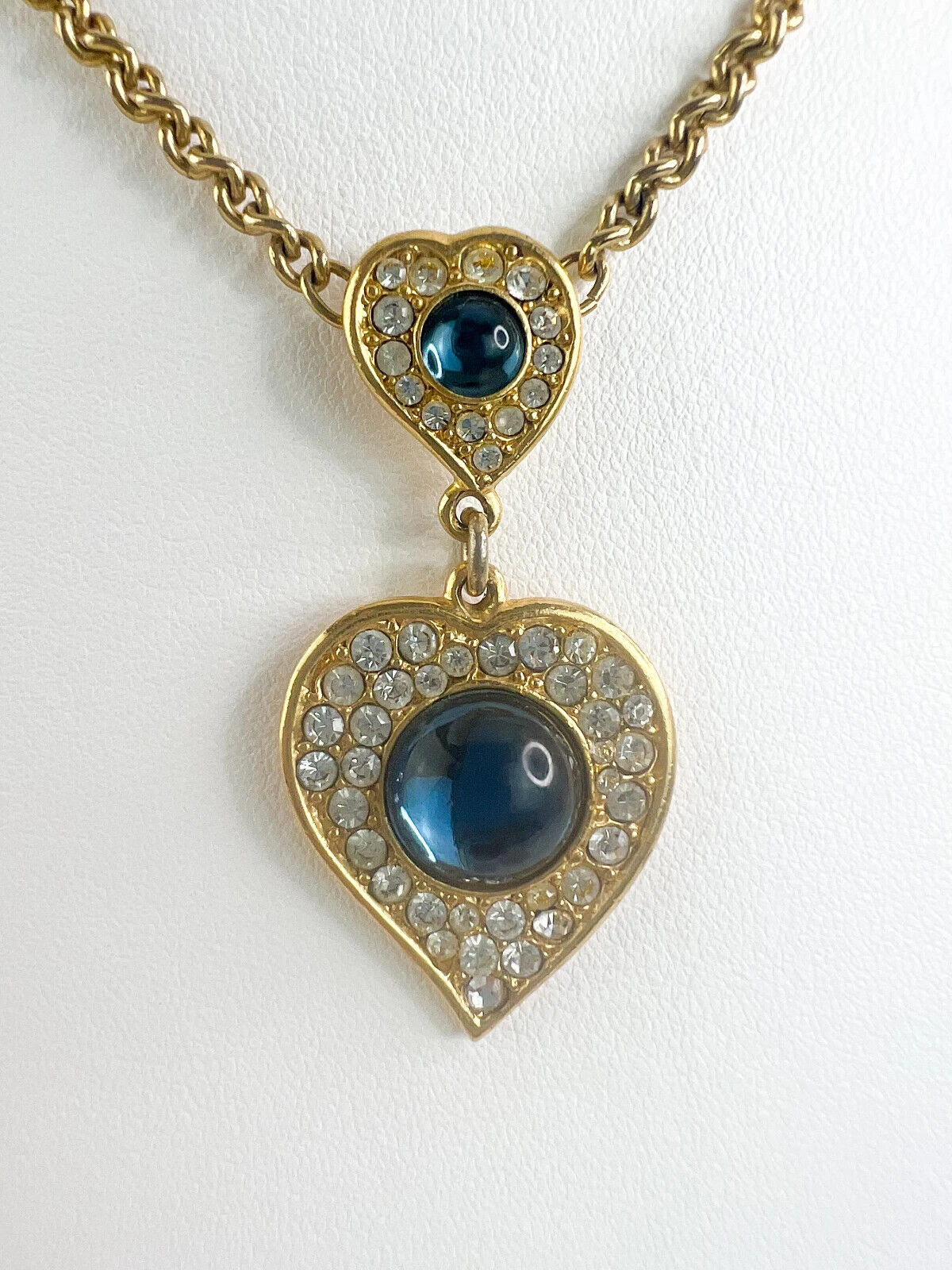 Yves Saint Laurent Necklace bridesmaid Vintage YSL necklace blue Sapphire heart, Women Charm Necklace, Bridal Jewelry, Wedding Jewelry