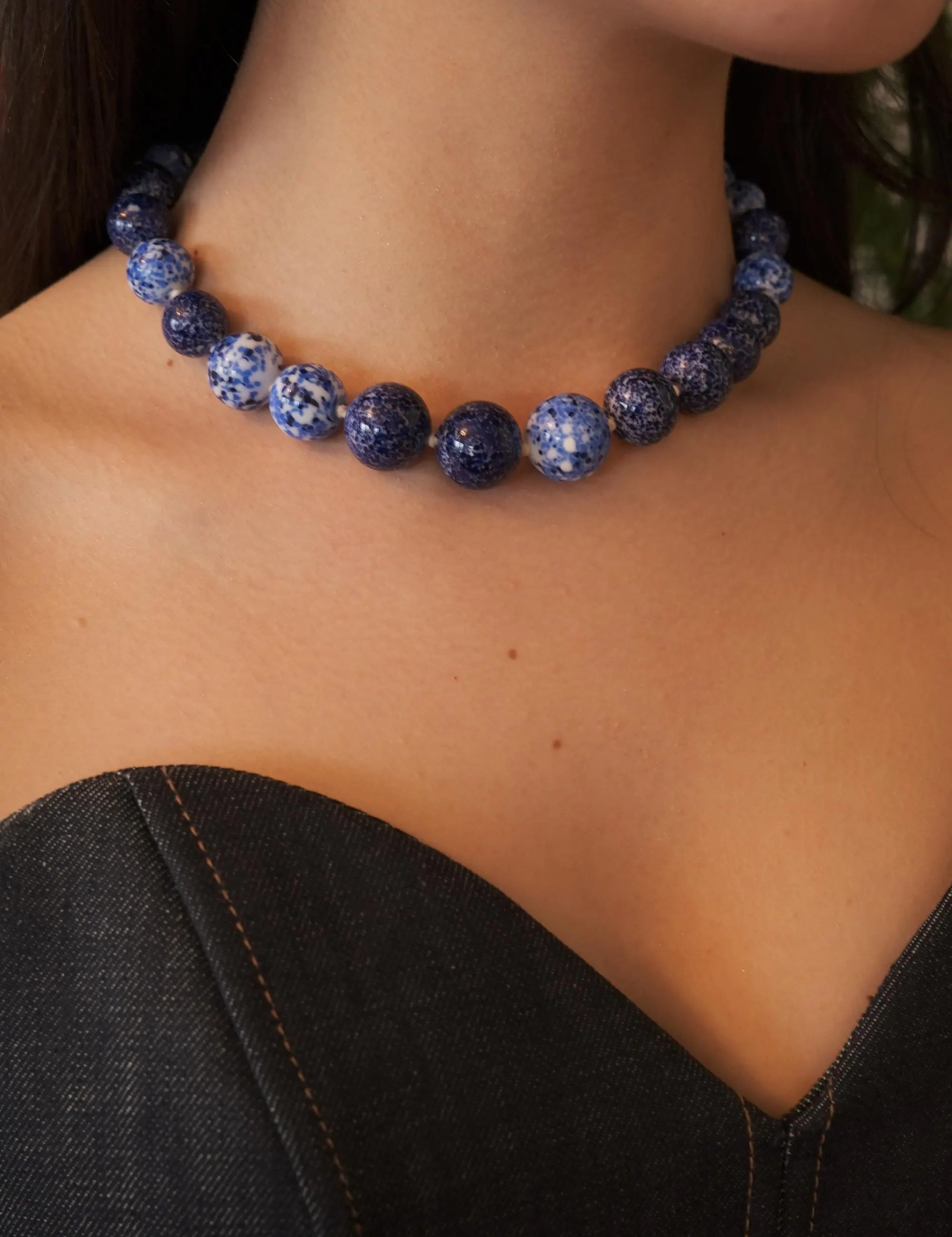 Vintage YSL Yves Saint Laurent Nekcklace, Blue Beaded Necklace, Choker Necklace, Jewelry necklace, Jewelry for Women, Gift for her