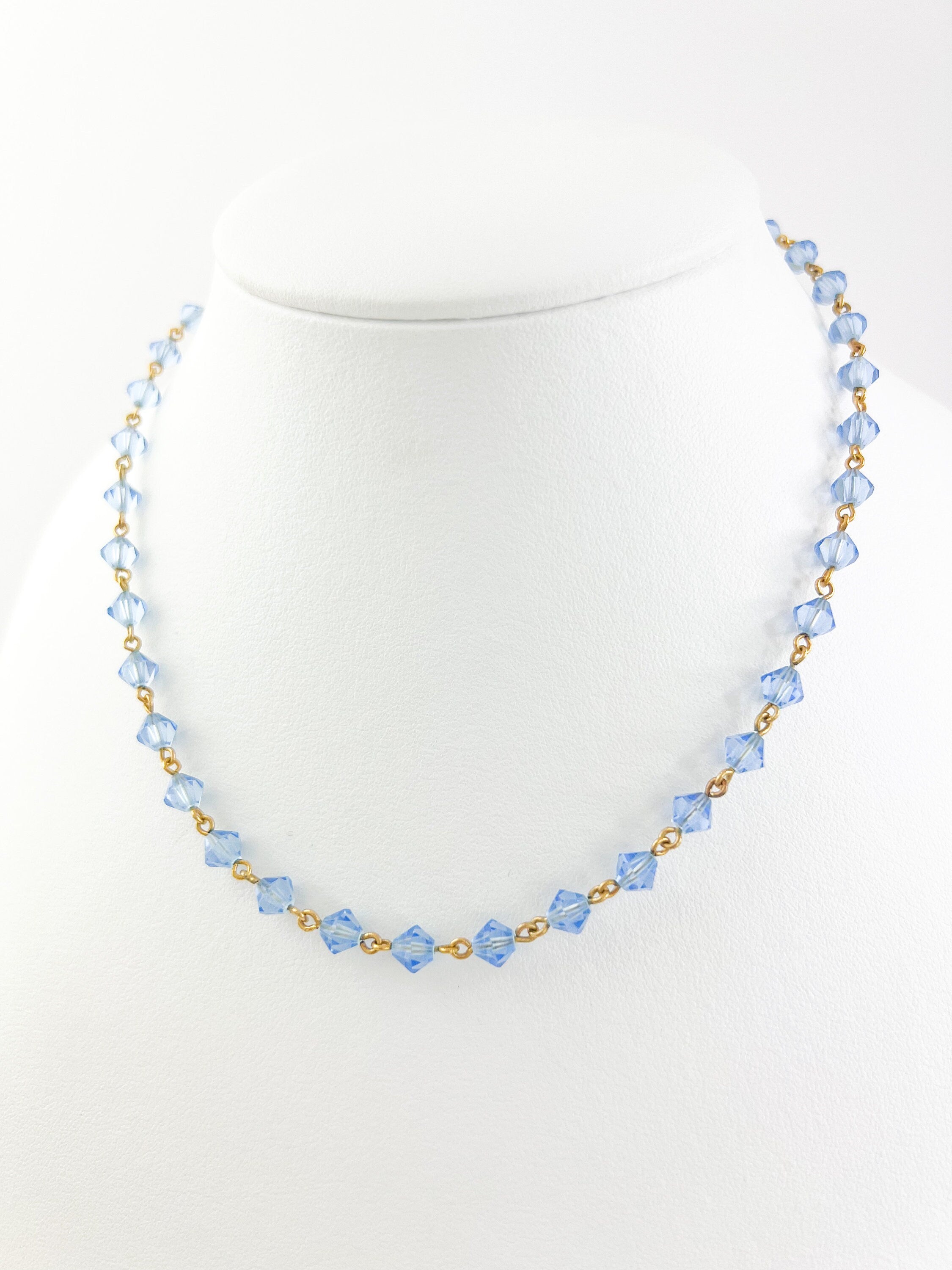 Vintage YSL choker Dainty Vintage Yves Saint Laurent Necklace , Vintage YSL beads necklace , Vintage blue necklace , Blue choker Gift