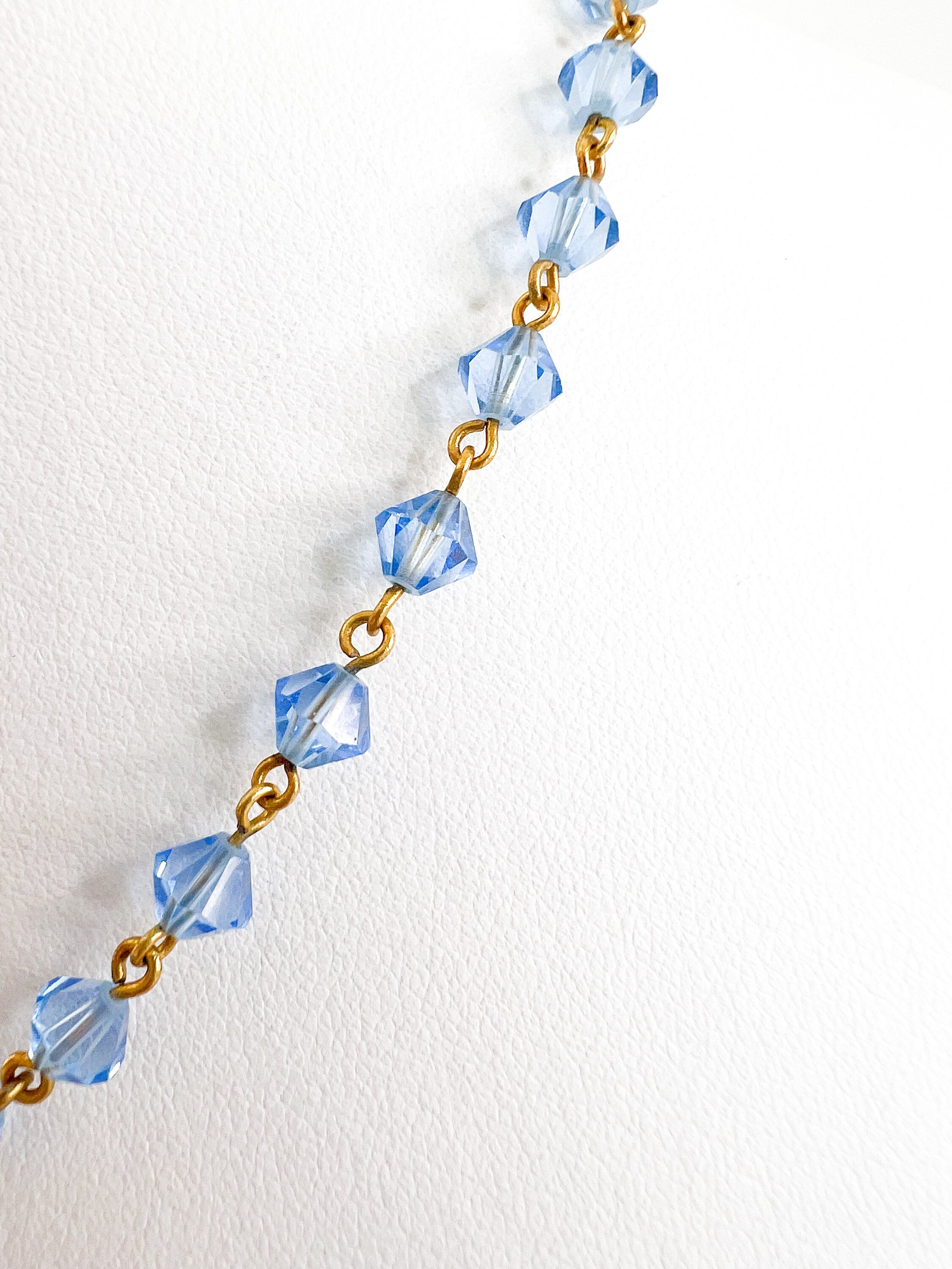 Vintage YSL choker Dainty Vintage Yves Saint Laurent Necklace , Vintage YSL beads necklace , Vintage blue necklace , Blue choker Gift