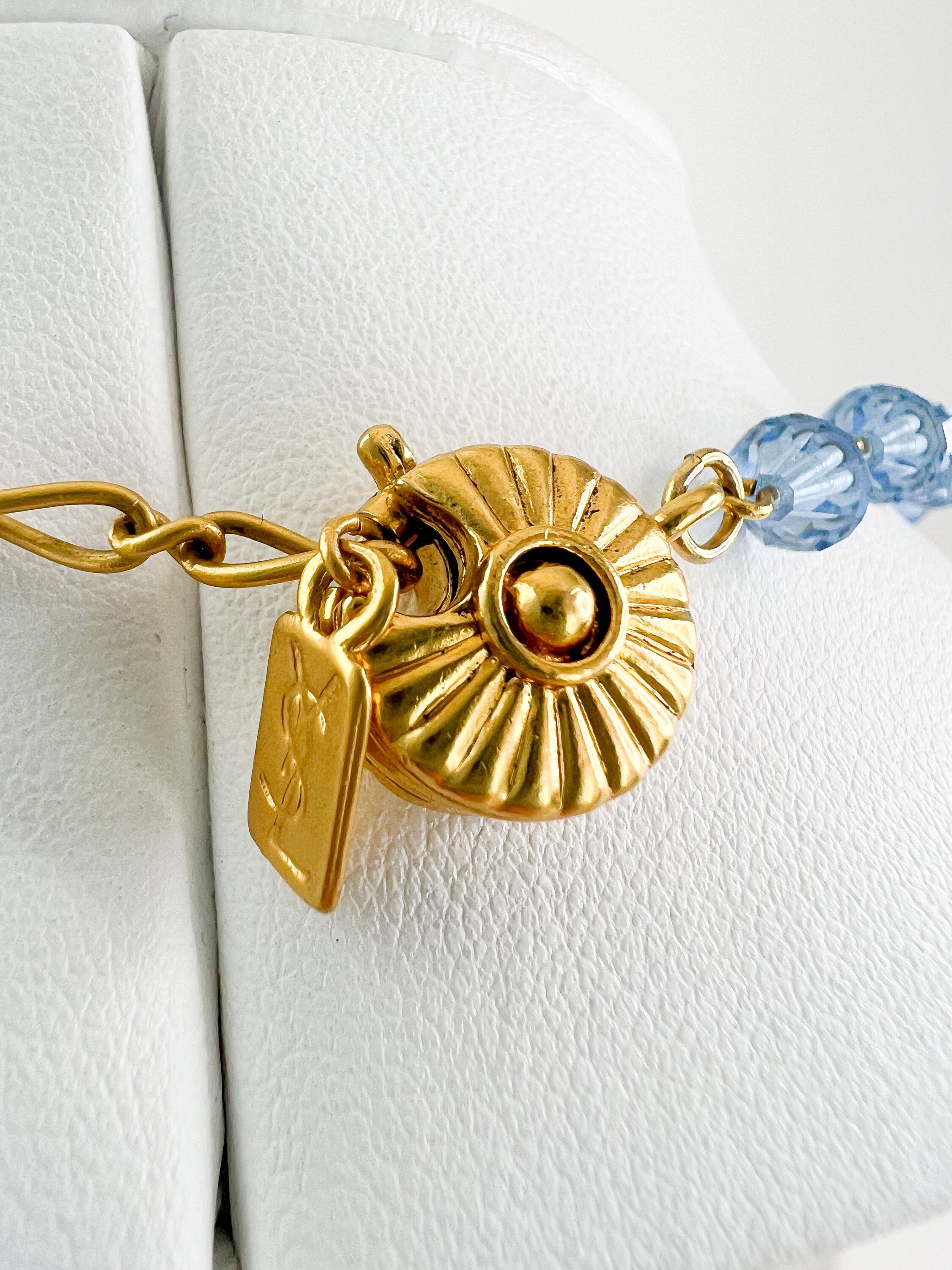 Vintage YSL choker Dainty Vintage Yves Saint Laurent Necklace , Vintage YSL beads necklace , Vintage blue necklace , Blue choker Gift