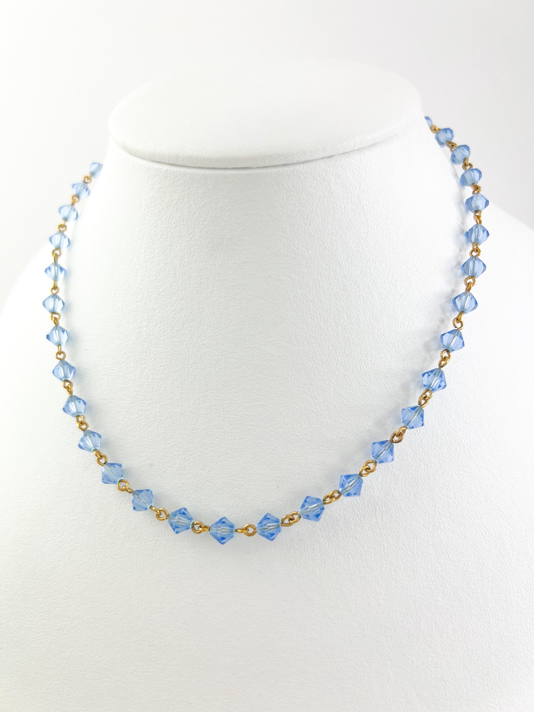 Vintage YSL choker Dainty Vintage Yves Saint Laurent Necklace , Vintage YSL beads necklace , Vintage blue necklace , Blue choker Gift