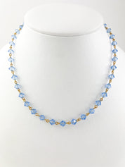 YSL Yves Saint Laurent Vintage Dainty Necklace Beaded Choker Blue