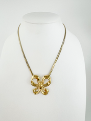 Vintage YSL Necklace, Yves Saint Laurent Ribbon Necklace Bow , YSL Pendant Necklace  Vintage , Gold Tone Necklace, Gift  for her