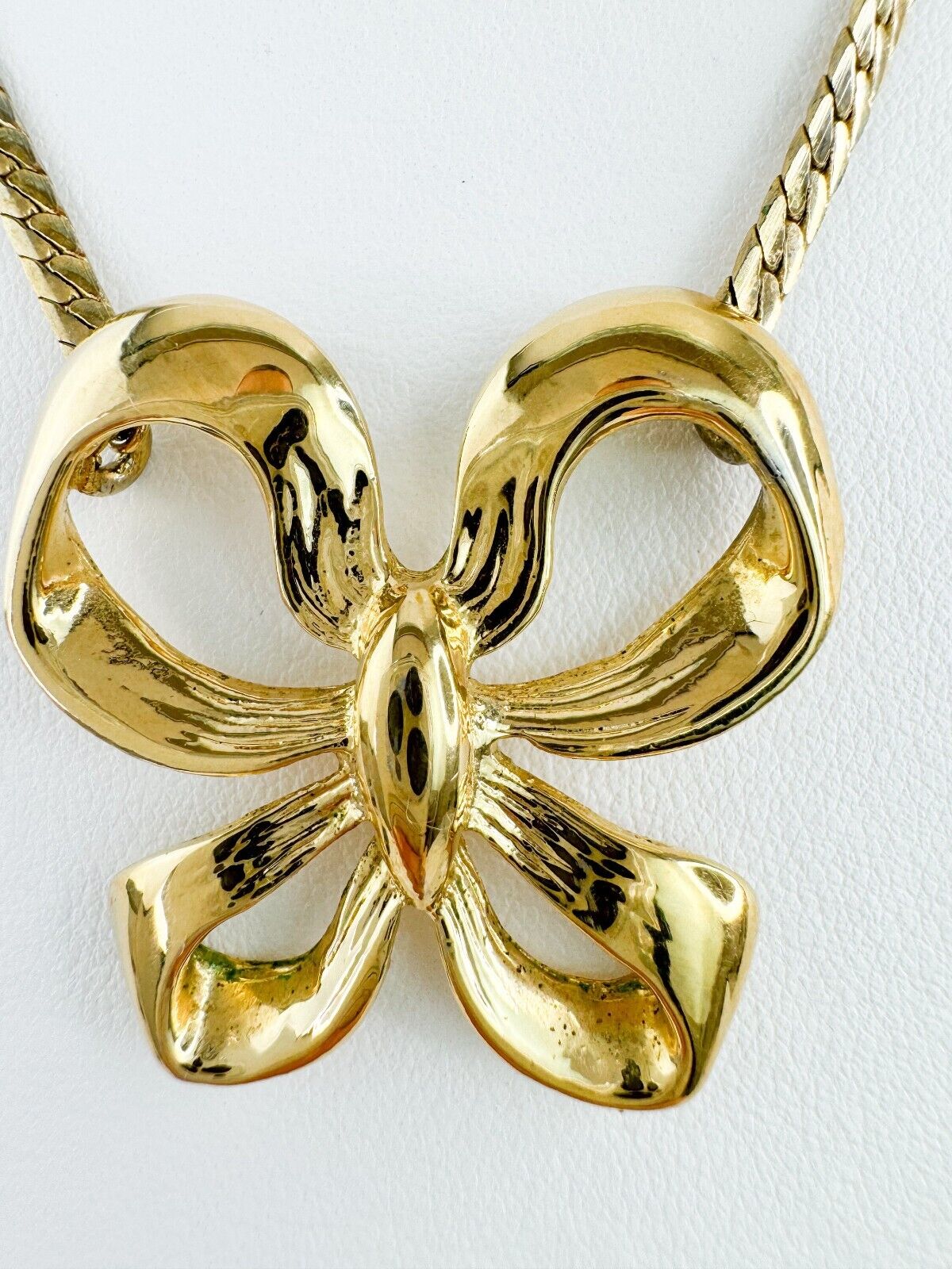 Vintage YSL Necklace, Yves Saint Laurent Ribbon Necklace Bow , YSL Pendant Necklace  Vintage , Gold Tone Necklace, Gift  for her