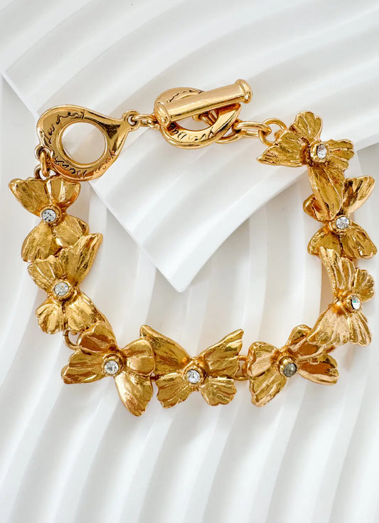 Vintage YSL Bracelet , Yves Saint Laurent Bracelet, YSL butterfly Bracelet, Gold Tone Bracelet, YSL Vintage Jewelry, Gift for her