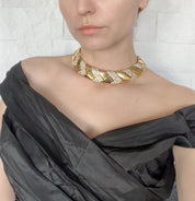 Yves Saint Laurent Gold Toggle Necklace Vintage Choker Gold Rhinestone, Rive Gauche Made in France, Vintage Bridal, Gift for her