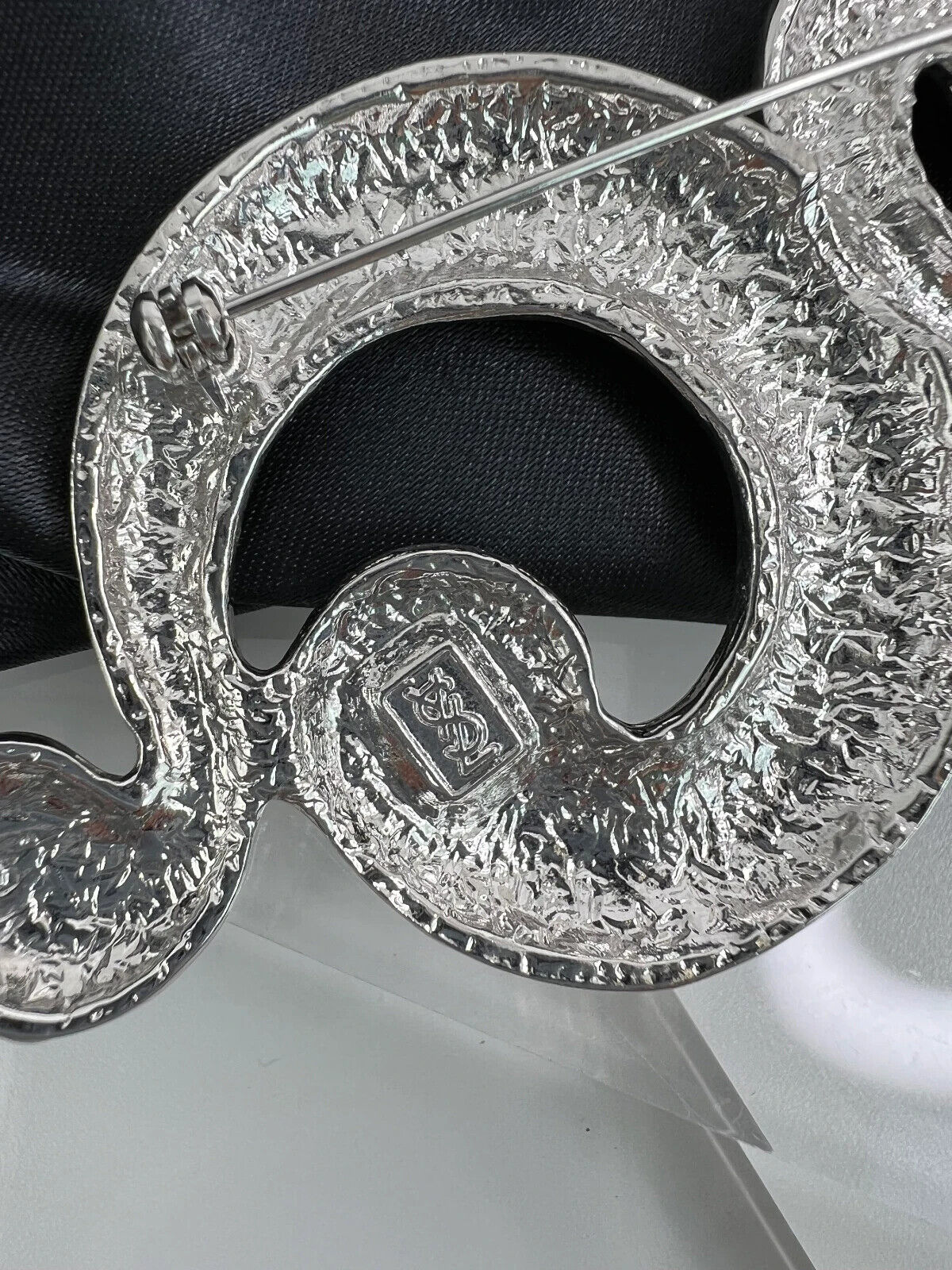Vintage YSL Brooch, Yves Saint Laurent Pin, Silver Tone Coil Spiral Brooch Pin, Gift for him, Brooch Unisex, Brooch Large, Best Friend Gift