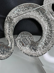 Vintage YSL Brooch, Yves Saint Laurent Pin, Silver Tone Coil Spiral Brooch Pin, Gift for him, Brooch Unisex, Brooch Large, Best Friend Gift