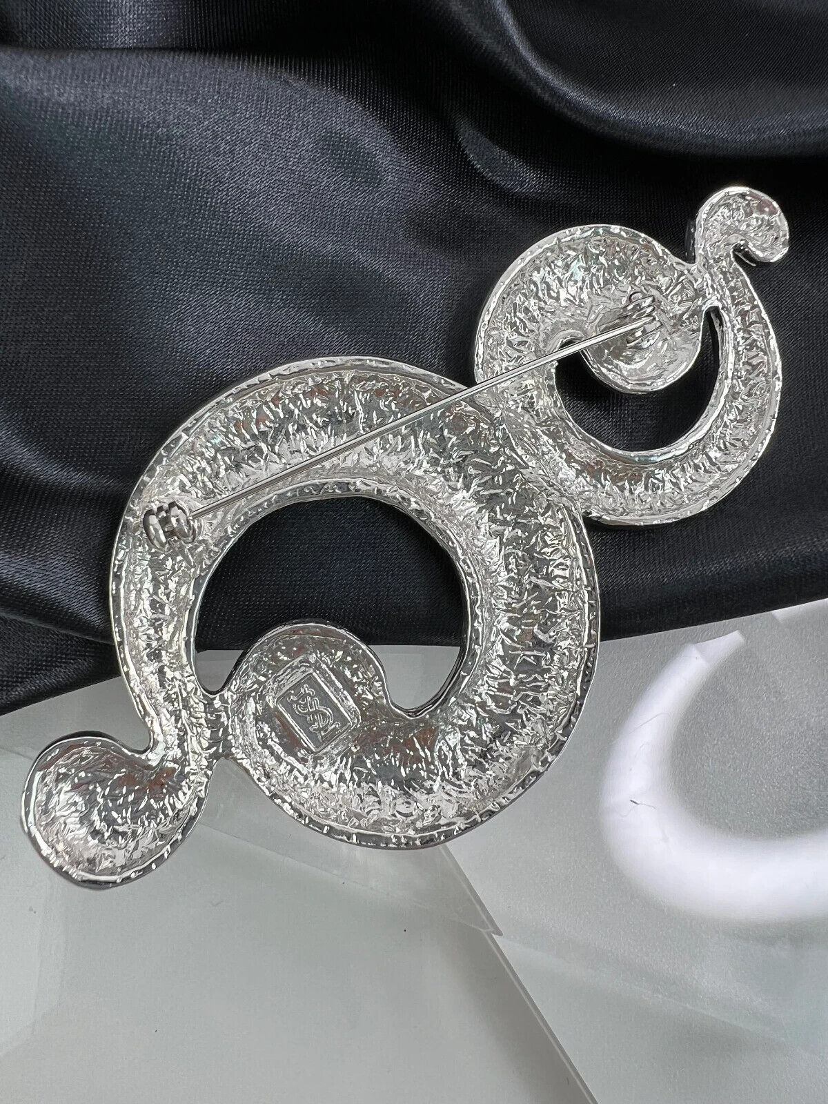 Vintage YSL Brooch, Yves Saint Laurent Pin, Silver Tone Coil Spiral Brooch Pin, Gift for him, Brooch Unisex, Brooch Large, Best Friend Gift