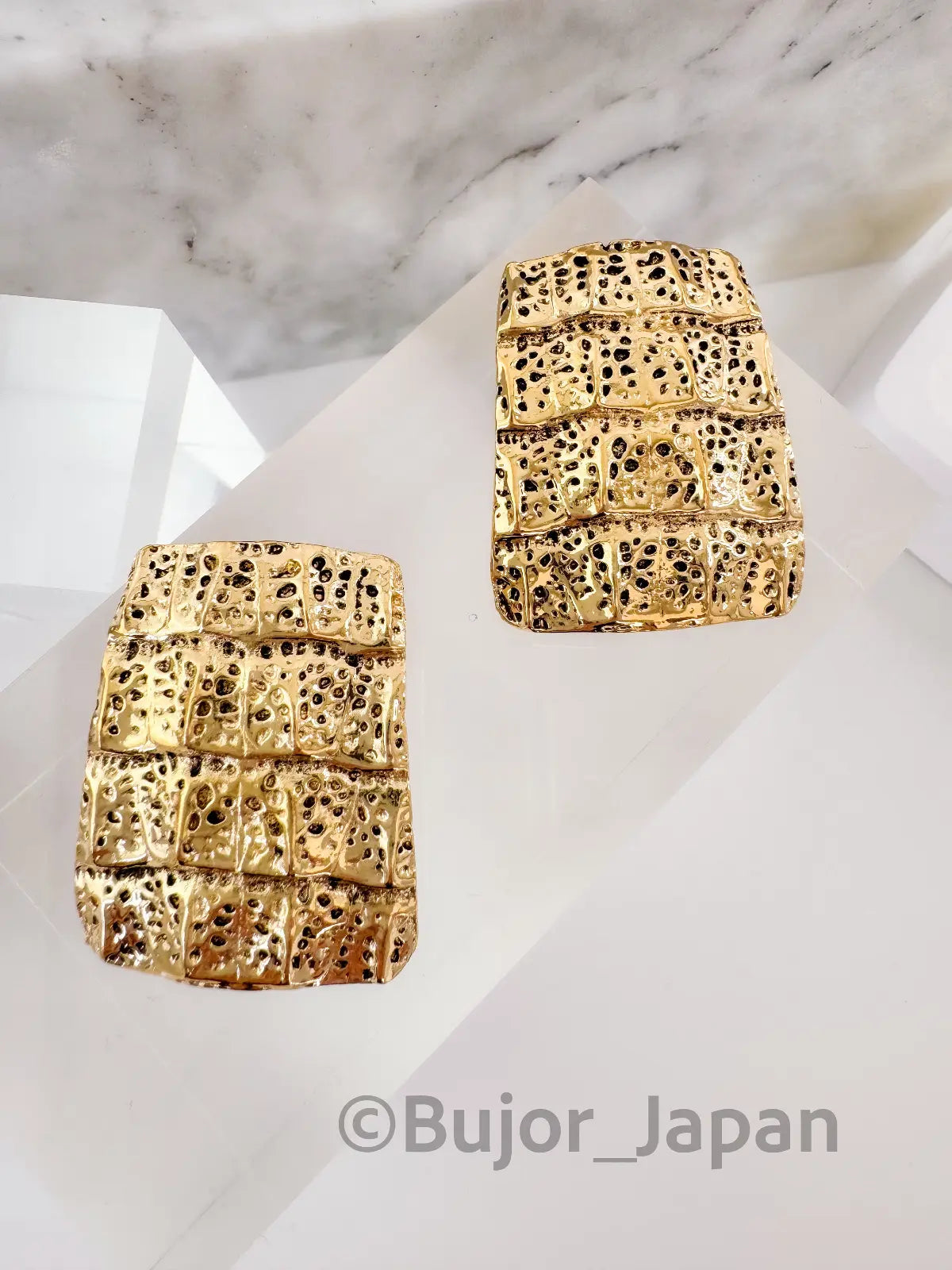Vintage YSL Yves Saint Laurent Earrings, Gold Tone Croc Earrings, Bridal earrings, Clip-on Earrings, Earrings large gold, Gift for her