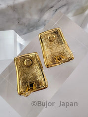 Vintage YSL Yves Saint Laurent Earrings, Gold Tone Croc Earrings, Bridal earrings, Clip-on Earrings, Earrings large gold, Gift for her
