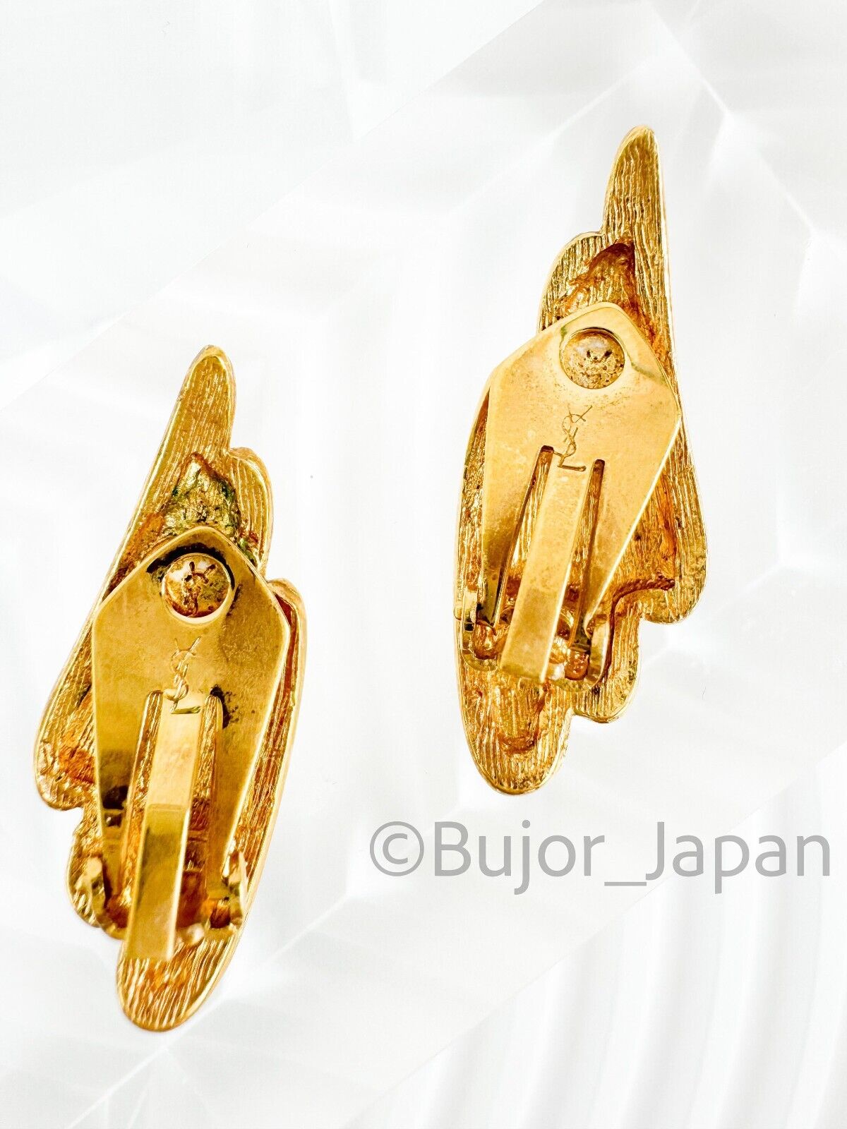 Vintage Yves Saint Laurent Angel Wings Earrings, YSL wings  Earrings , Bridal earrings, Clip-on Earrings, Earrings large gold