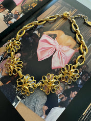 Vintage Yves Saint Laurent Necklace flower Ysl choker Yves Saint Laurent,  Gold Tone Necklace, Necklace Charms, Made in France, Gift for her
