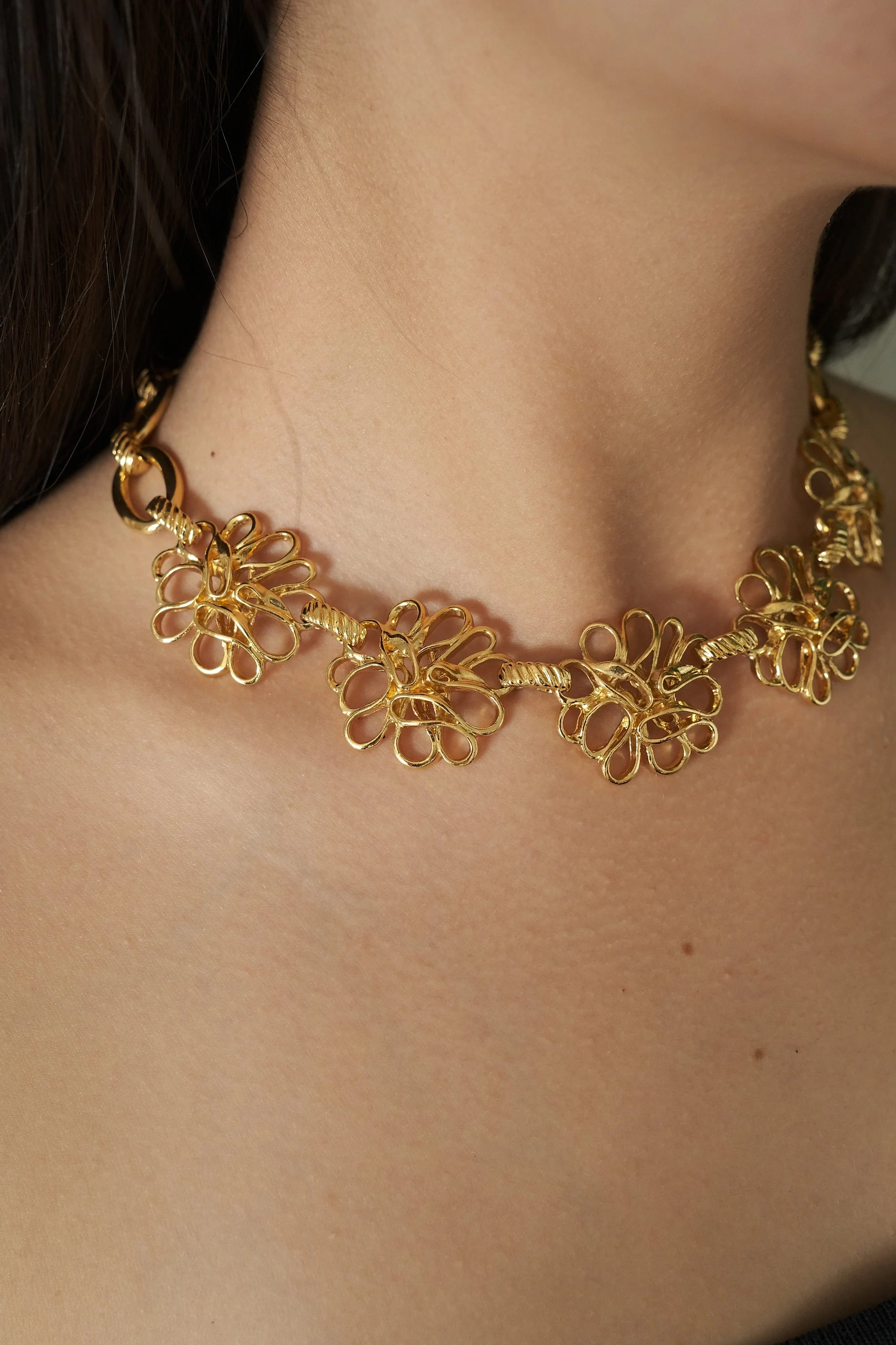 Vintage Yves Saint Laurent Necklace flower Ysl choker Yves Saint Laurent,  Gold Tone Necklace, Necklace Charms, Made in France, Gift for her