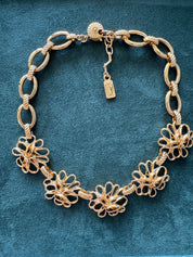 Vintage Yves Saint Laurent Necklace flower Ysl choker Yves Saint Laurent,  Gold Tone Necklace, Necklace Charms, Made in France, Gift for her