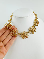 Vintage Yves Saint Laurent Necklace flower Ysl choker Yves Saint Laurent,  Gold Tone Necklace, Necklace Charms, Made in France, Gift for her