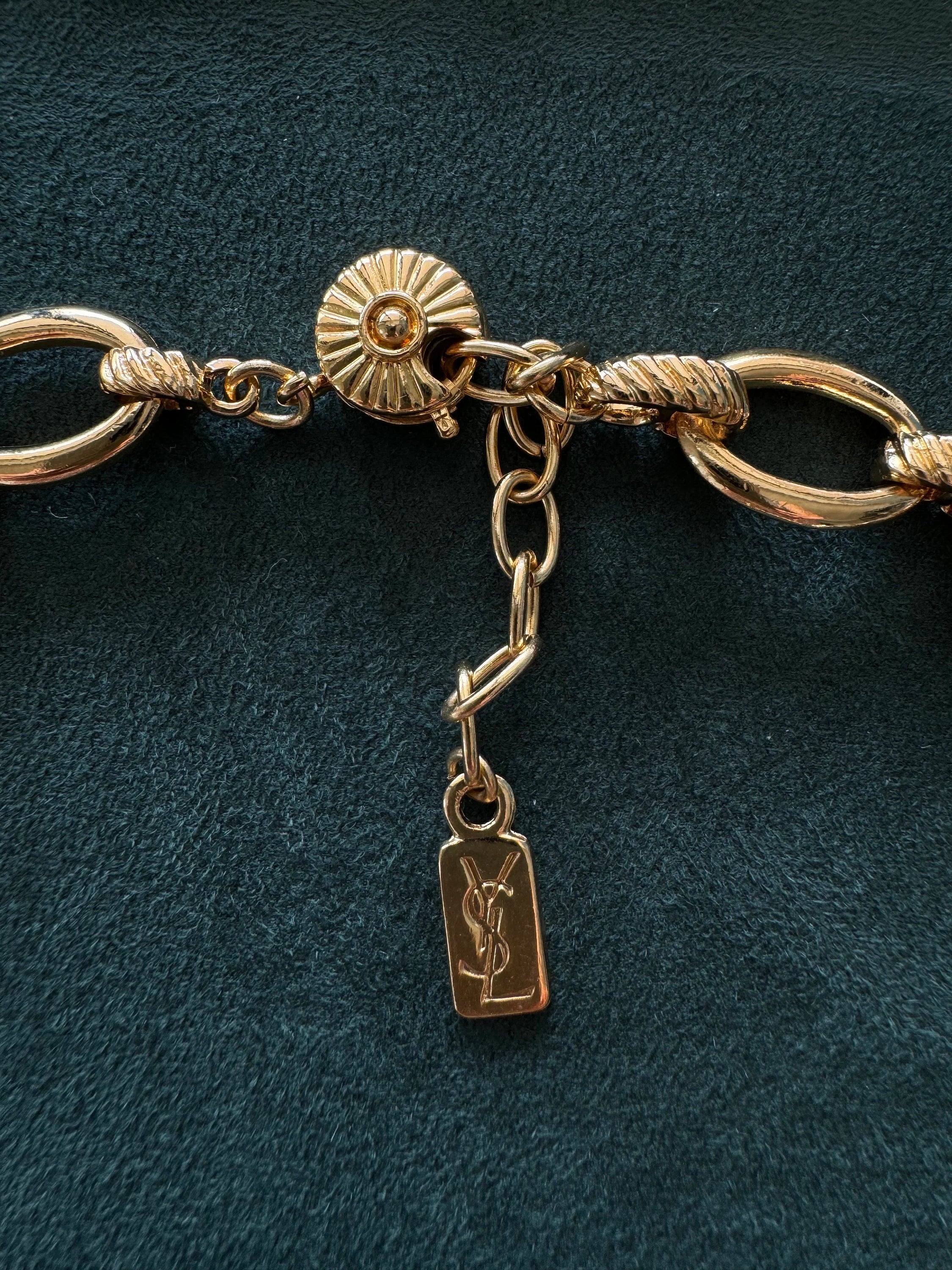 Vintage Yves Saint Laurent Necklace flower Ysl choker Yves Saint Laurent,  Gold Tone Necklace, Necklace Charms, Made in France, Gift for her