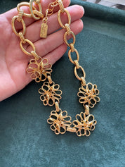 Vintage Yves Saint Laurent Necklace flower Ysl choker Yves Saint Laurent,  Gold Tone Necklace, Necklace Charms, Made in France, Gift for her
