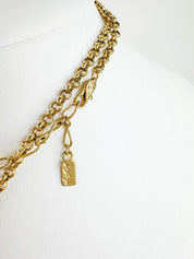 YSL Necklace, Yves Saint Laurent Vintage Necklace, Gold Tone Flower necklace, Sapphire necklace Floral Pendant Glass Opera Necklace Vintage