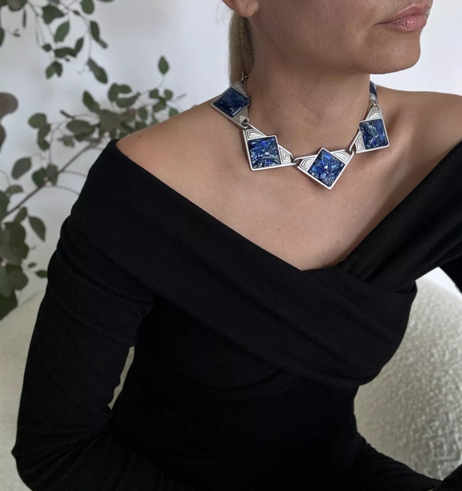 Vintage YSL Necklace, Yves Saint Laurent Choker Silver, YSL Vintage Necklace, Massive Chunky Chain, Galaxy Necklace Unisex, Necklace Large