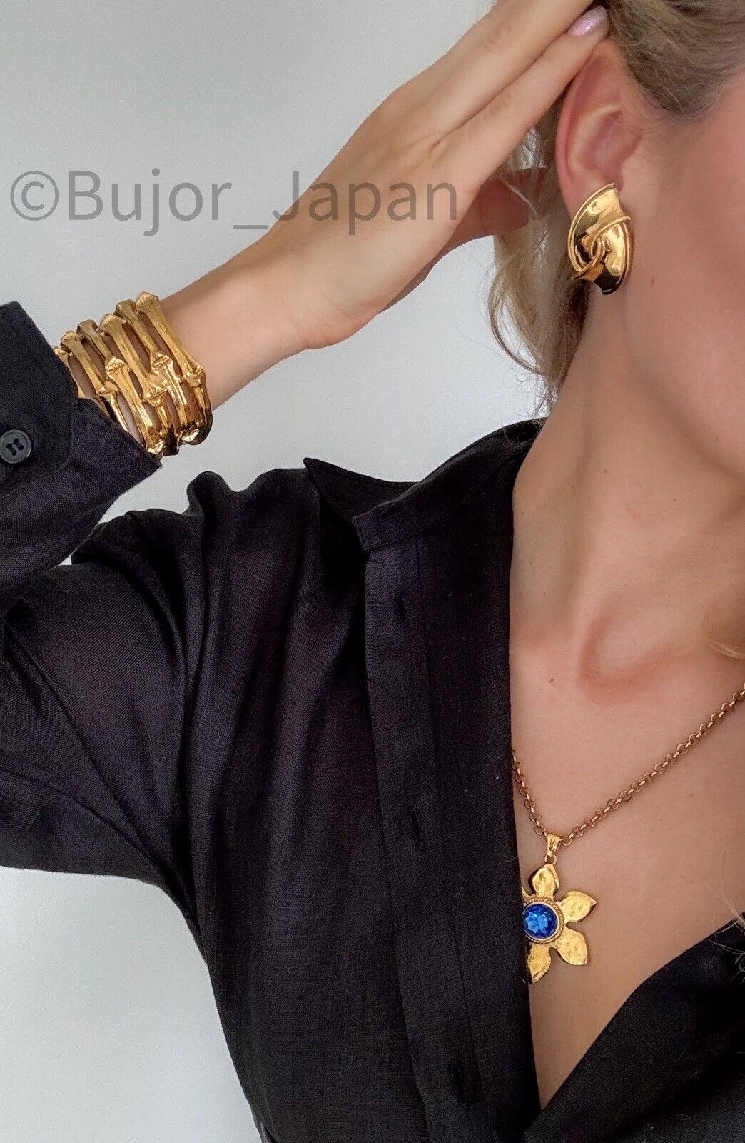Vintage YSL Yves Saint Laurent Earrings, Gold Tone Oval Earrings , Bridal earrings, Clip-on Earrings, Earrings large gold