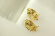Vintage YSL Yves Saint Laurent Earrings, Gold Tone Oval Earrings , Bridal earrings, Clip-on Earrings, Earrings large gold