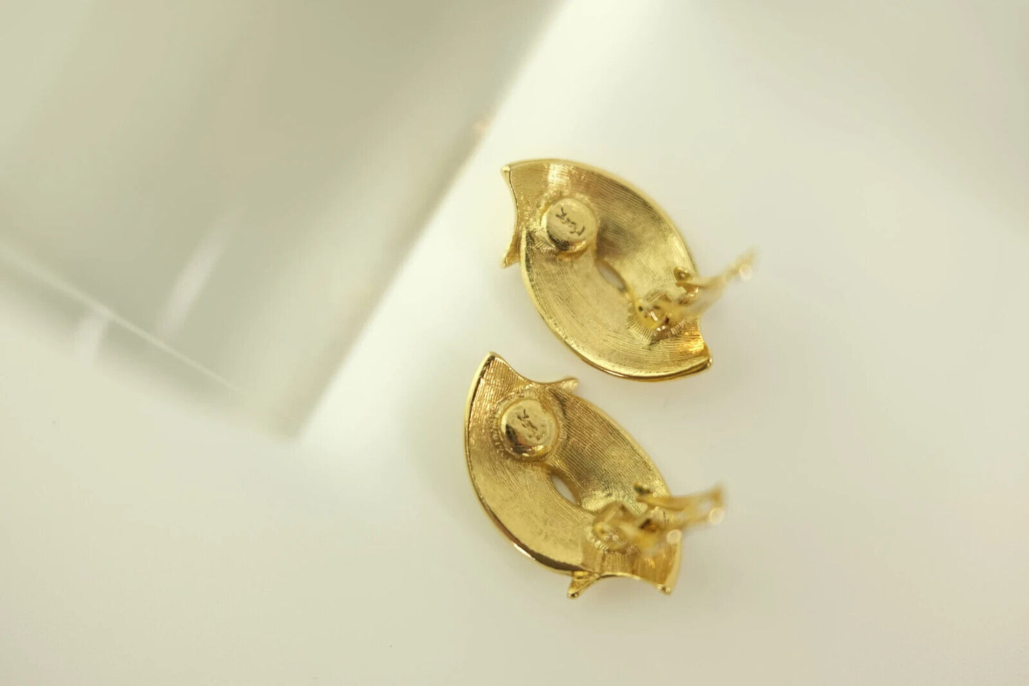 Vintage YSL Yves Saint Laurent Earrings, Gold Tone Oval Earrings , Bridal earrings, Clip-on Earrings, Earrings large gold