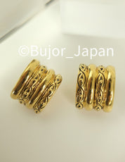 Vintage YSL Yves Saint Laurent Earrings, Gold Tone rectangle  Earrings,YSL hoop Earrings , Clip-on Earrings, Earrings large gold