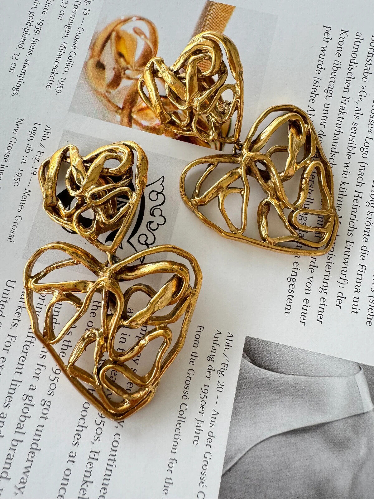 Vintage YSL Yves Saint Laurent Earrings, Made in France, Gold Tone Earrings, Openwork Dangle Earrings, Heart  Earrings, Jewelry for Women