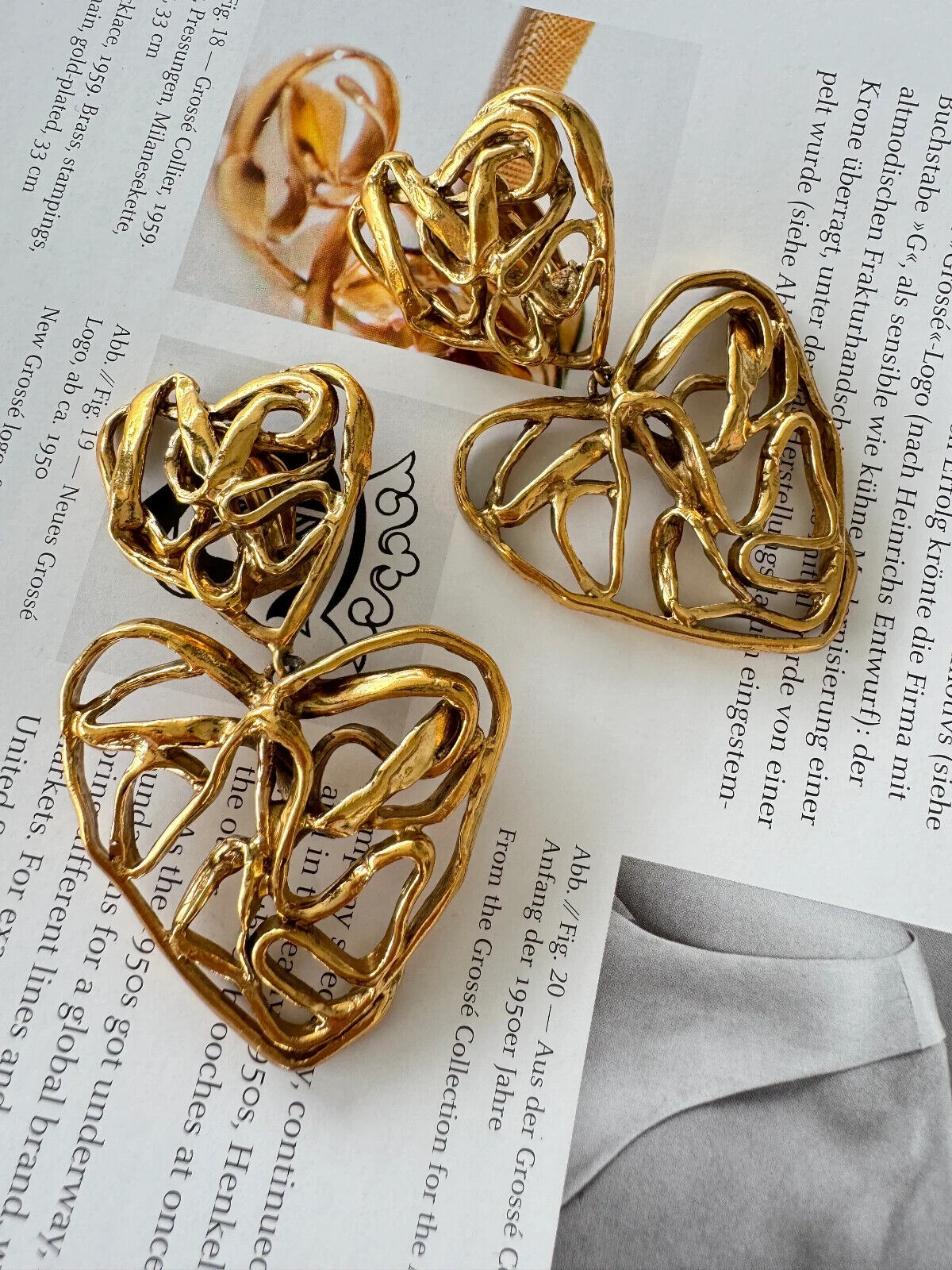 Vintage YSL Yves Saint Laurent Earrings, Made in France, Gold Tone Earrings, Openwork Dangle Earrings, Heart  Earrings, Jewelry for Women