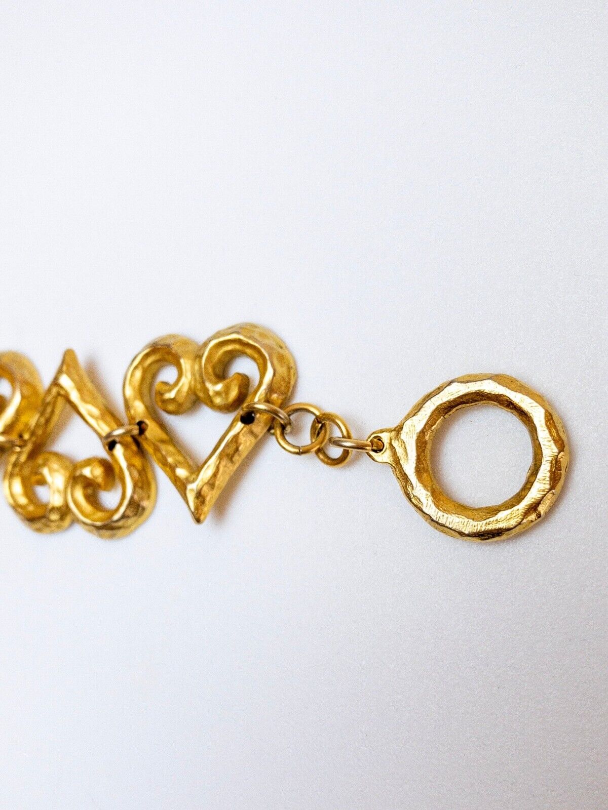 Vintage YSL Bracelet, Yves Saint Laurent Heart Link Bracelet Vintage, Charm Bracelet Gold, Vintage Bracelet, Bridal bracelet, Gift for her