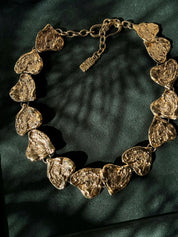 Vintage YSL Yves Saint Laurent Necklace, Heart Charm Link Necklace, Made in France, Bridal jewelry, Choker Necklace Gold, Gift for her