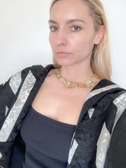 Vintage YSL Yves Saint Laurent Necklace, Heart Charm Link Necklace, Made in France, Bridal jewelry, Choker Necklace Gold, Gift for her