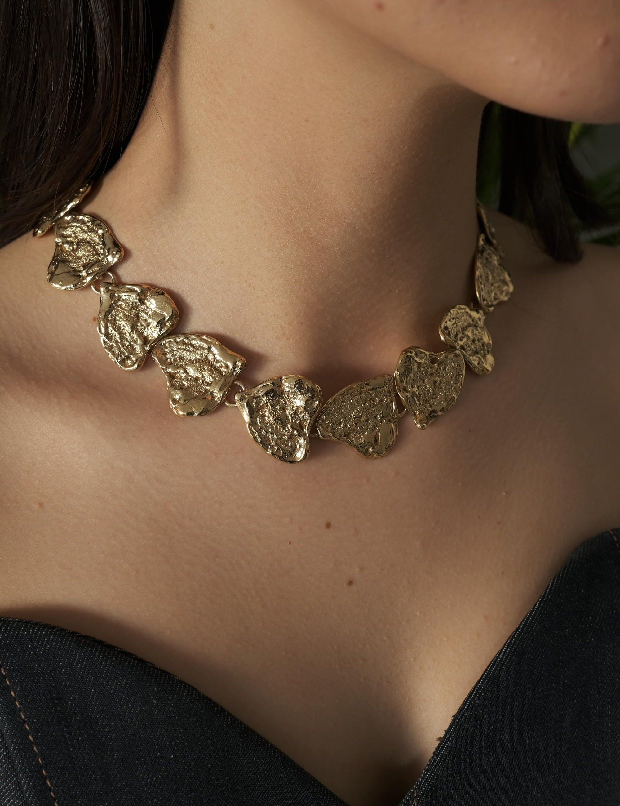 Vintage YSL Yves Saint Laurent Necklace, Heart Charm Link Necklace, Made in France, Bridal jewelry, Choker Necklace Gold, Gift for her