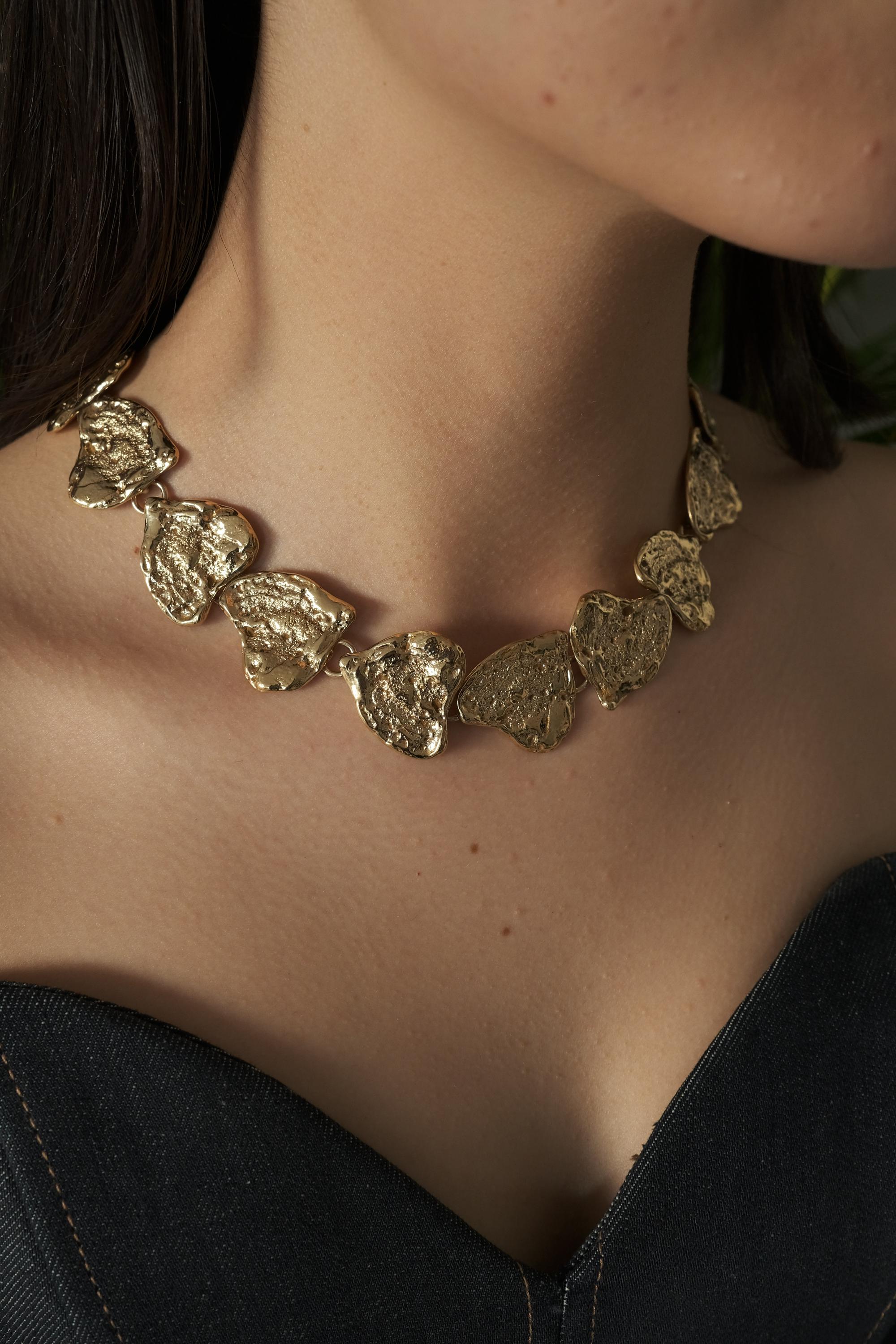 Vintage YSL Yves Saint Laurent Necklace, Heart Charm Link Necklace, Made in France, Bridal jewelry, Choker Necklace Gold, Gift for her