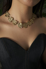 Vintage YSL Yves Saint Laurent Necklace, Heart Charm Link Necklace, Made in France, Bridal jewelry, Choker Necklace Gold, Gift for her