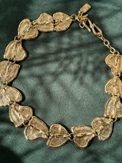 Vintage YSL Yves Saint Laurent Necklace, Heart Charm Link Necklace, Made in France, Bridal jewelry, Choker Necklace Gold, Gift for her