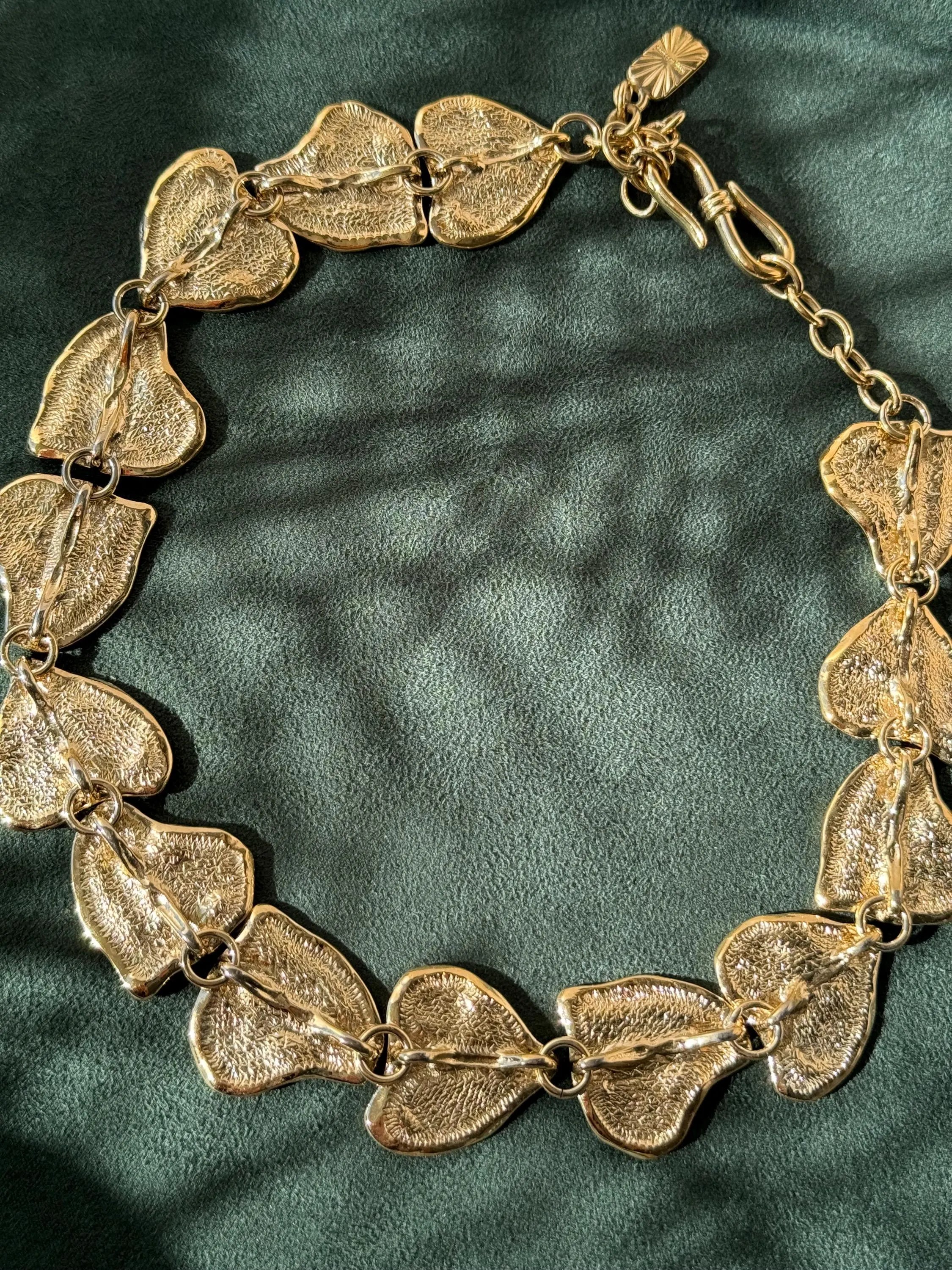 Vintage YSL Yves Saint Laurent Necklace, Heart Charm Link Necklace, Made in France, Bridal jewelry, Choker Necklace Gold, Gift for her