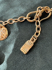 Vintage YSL Yves Saint Laurent Necklace, Heart Charm Link Necklace, Made in France, Bridal jewelry, Choker Necklace Gold, Gift for her