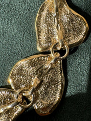 Vintage YSL Yves Saint Laurent Necklace, Heart Charm Link Necklace, Made in France, Bridal jewelry, Choker Necklace Gold, Gift for her