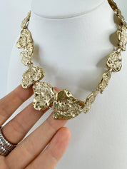 Vintage YSL Yves Saint Laurent Necklace, Heart Charm Link Necklace, Made in France, Bridal jewelry, Choker Necklace Gold, Gift for her