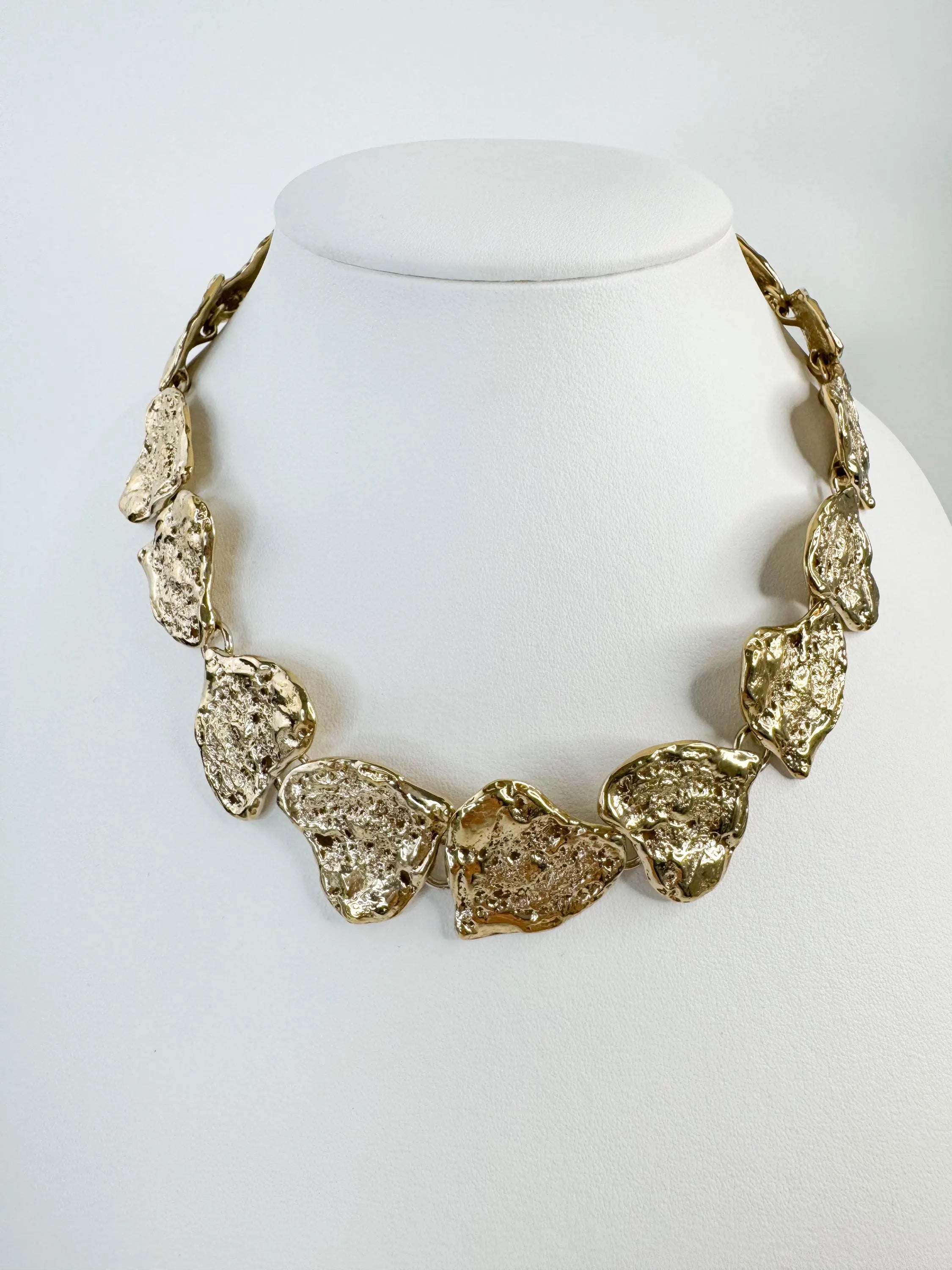 Vintage YSL Yves Saint Laurent Necklace, Heart Charm Link Necklace, Made in France, Bridal jewelry, Choker Necklace Gold, Gift for her