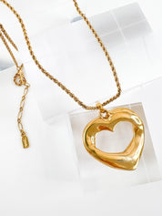 Vintage YSL Yves Saint Laurent Necklace, Pendant Necklace Gold, Openwork Heart Necklace, Vintage Necklace Gold, Jewelry for Women