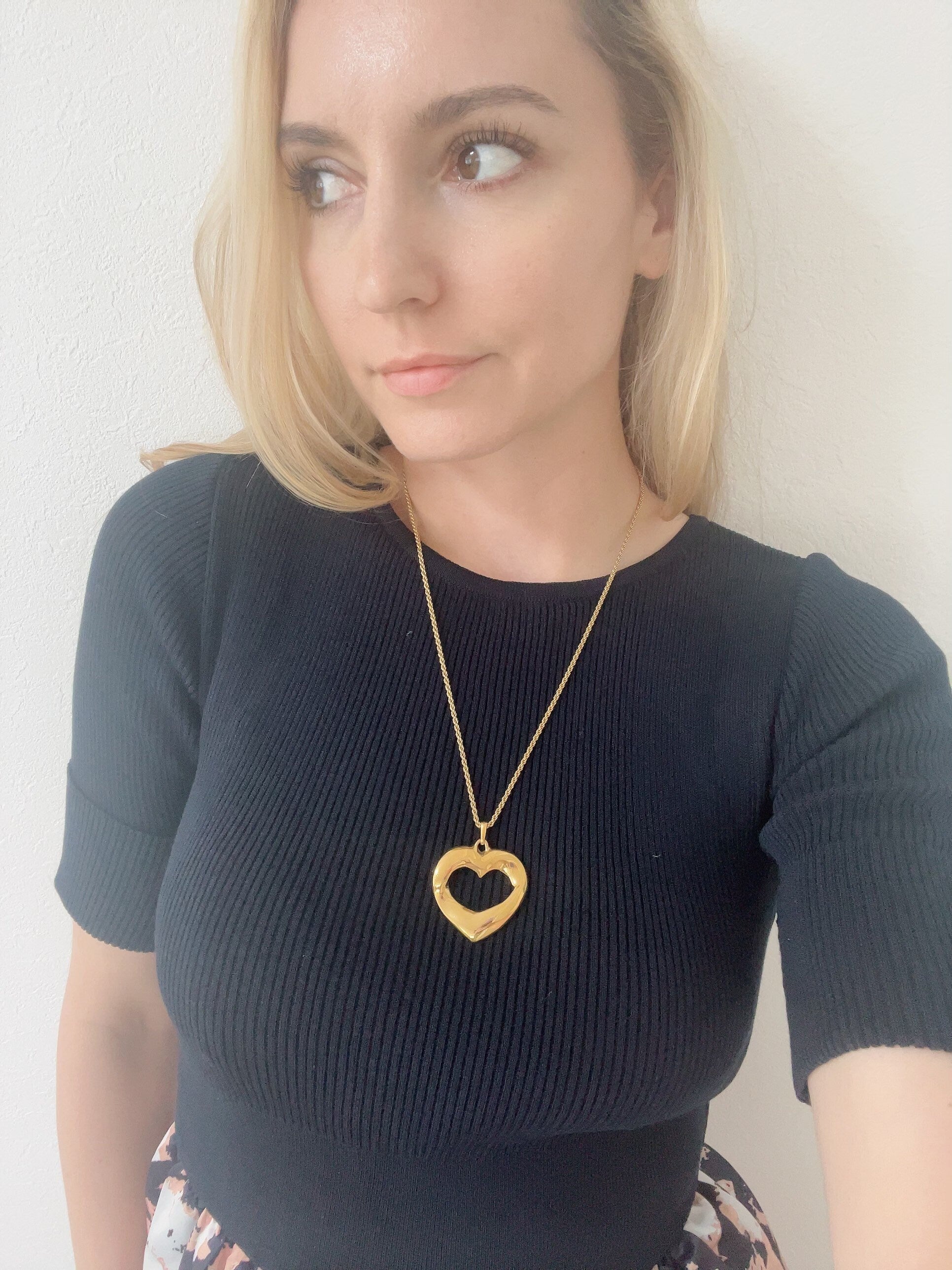 Vintage YSL Yves Saint Laurent Necklace, Pendant Necklace Gold, Openwork Heart Necklace, Vintage Necklace Gold, Jewelry for Women